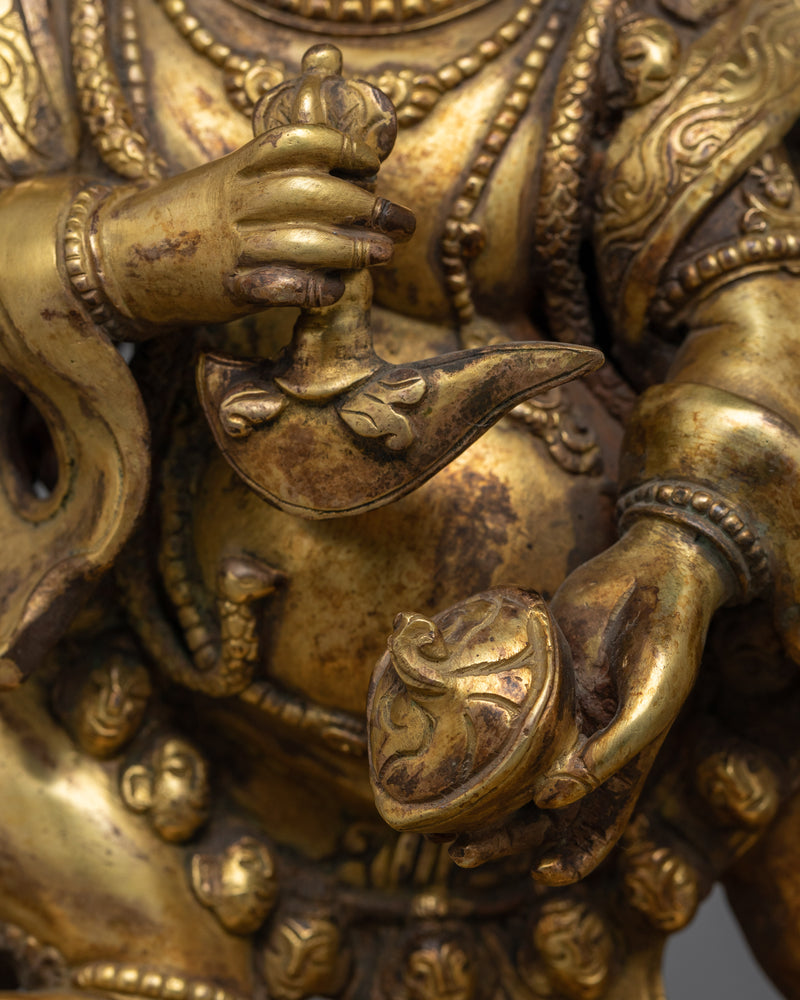 Six-Arms Mahakala Antique Touch Statue | Protector of the Dharma