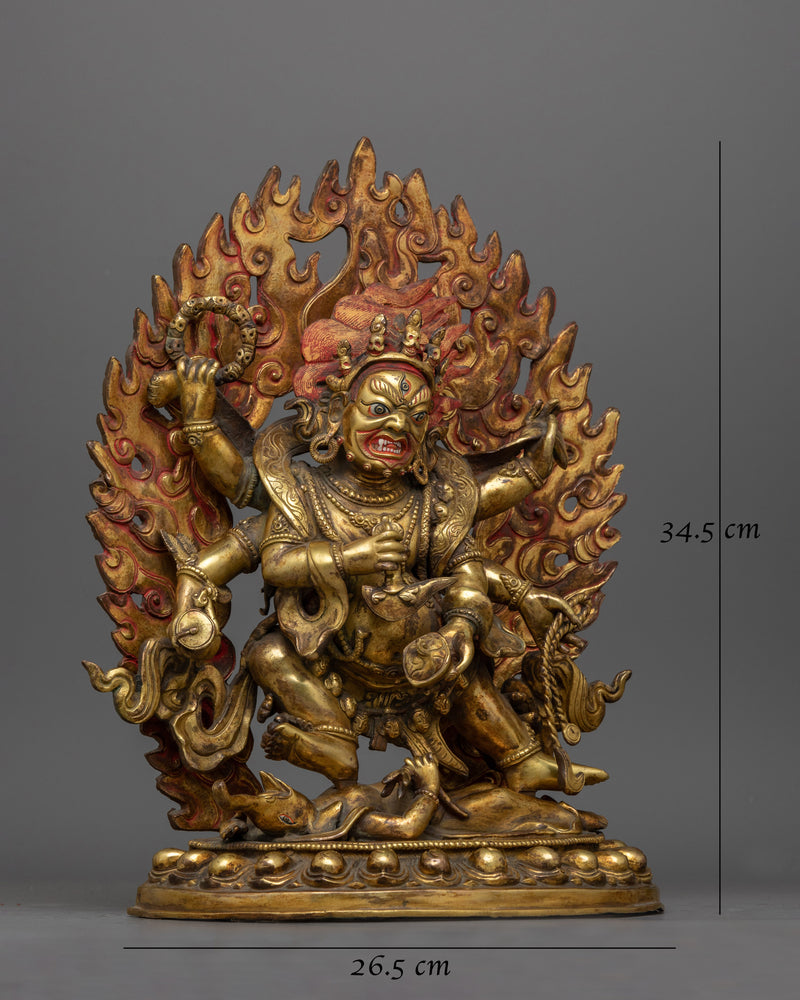 Six-Arms Mahakala Antique Touch Statue | Protector of the Dharma