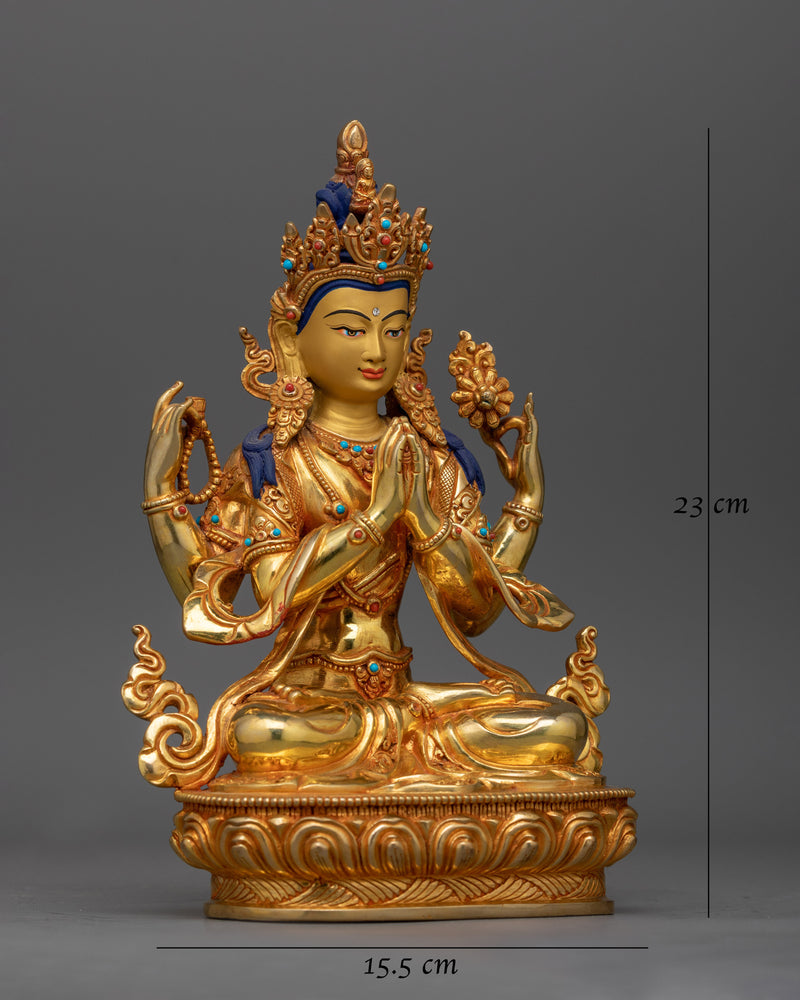 Chenrezig 23cm Small Statue | Embodiment of Compassionate Presence