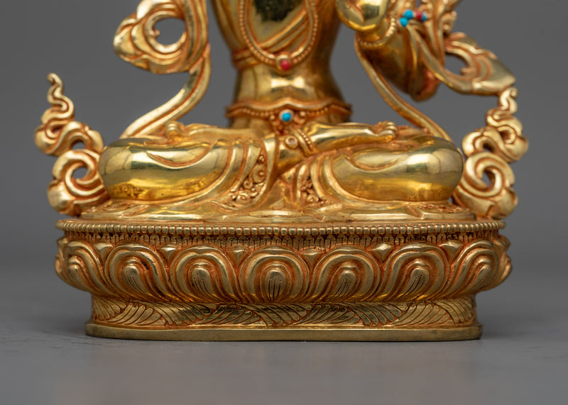 Manjushri 22cm Gold Gilded Statue | Beacon of Wisdom and Insight