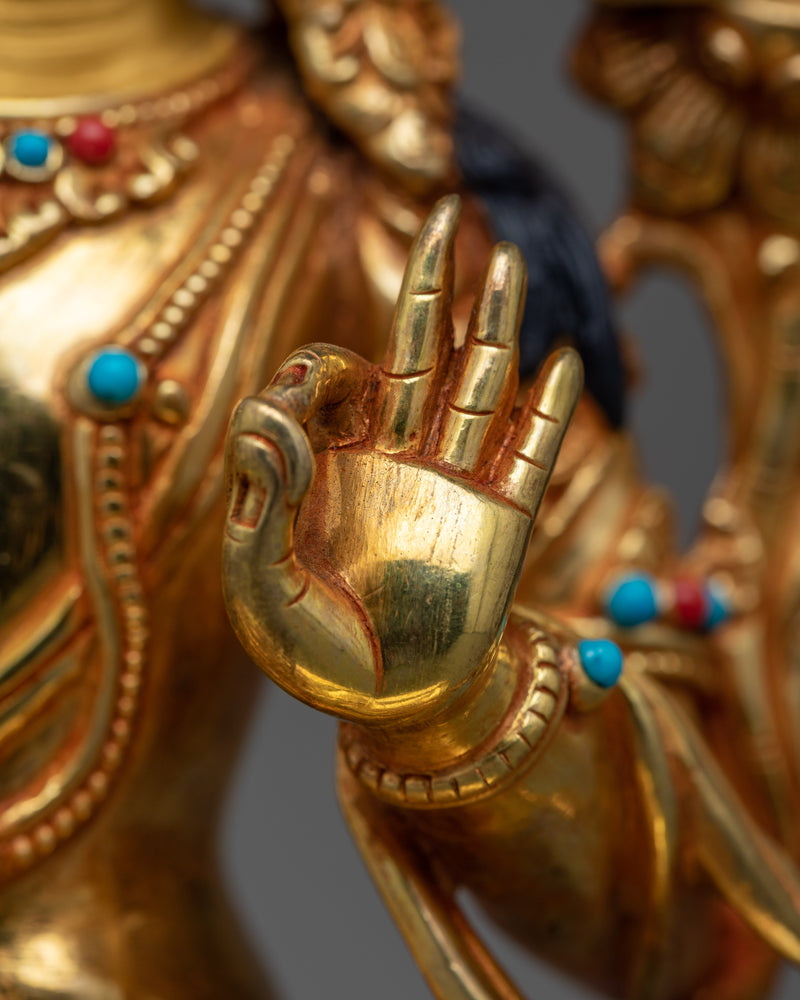 Manjushri 22cm Gold Gilded Statue | Beacon of Wisdom and Insight