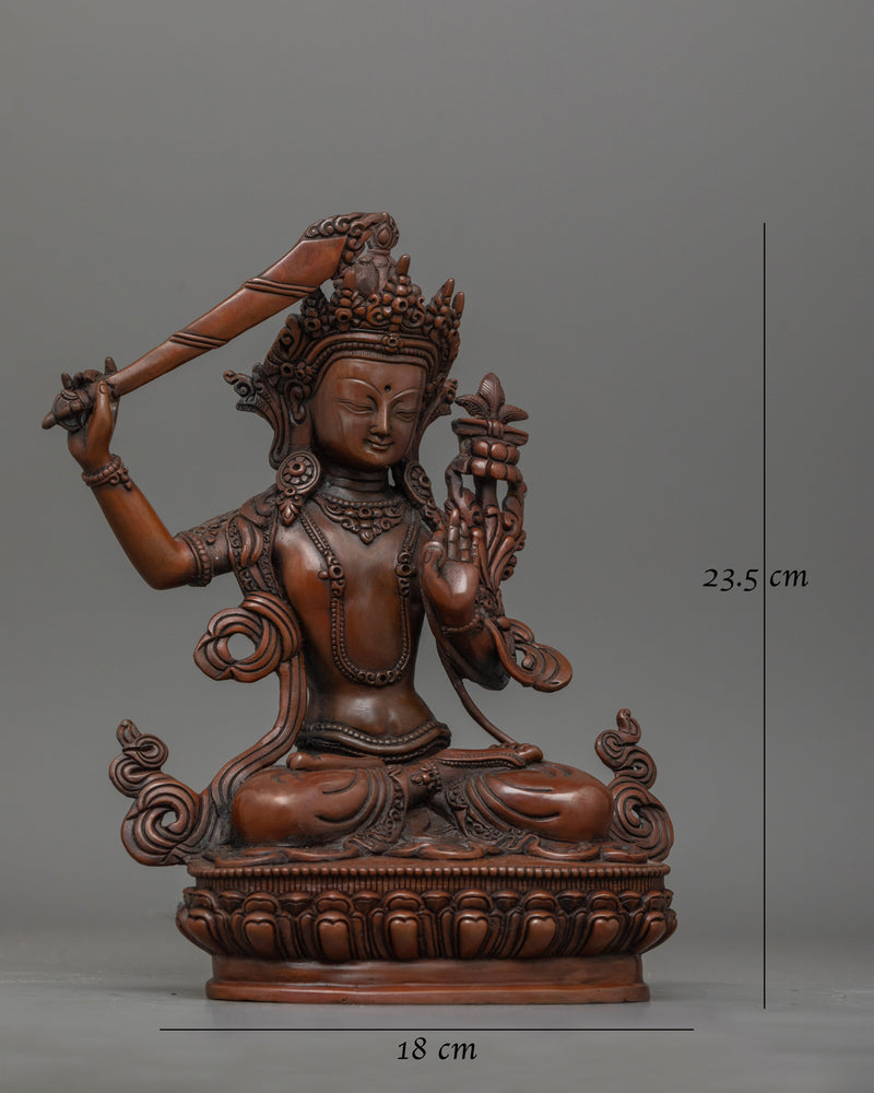 Manjushri Nepalese Oxidized Artwork Statue | Beacon of Wisdom and Insight