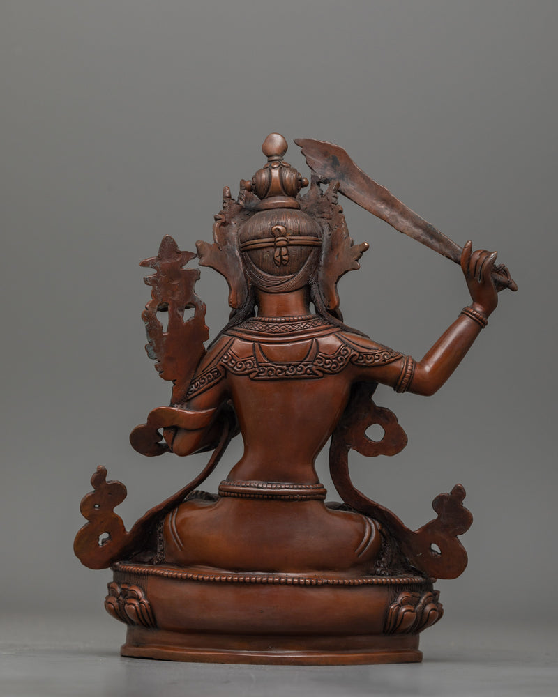 Manjushri Nepalese Oxidized Artwork Statue | Beacon of Wisdom and Insight