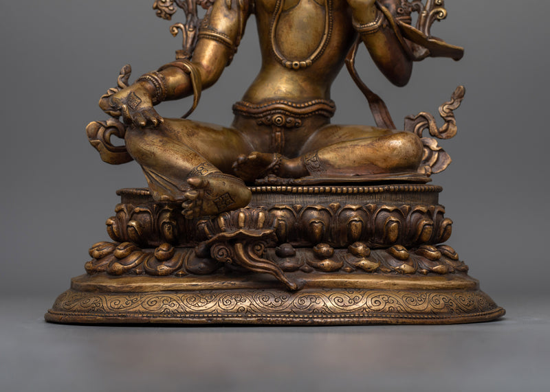 Green Tara with an Antique Touch Statue | Protector of the Enlightened Path