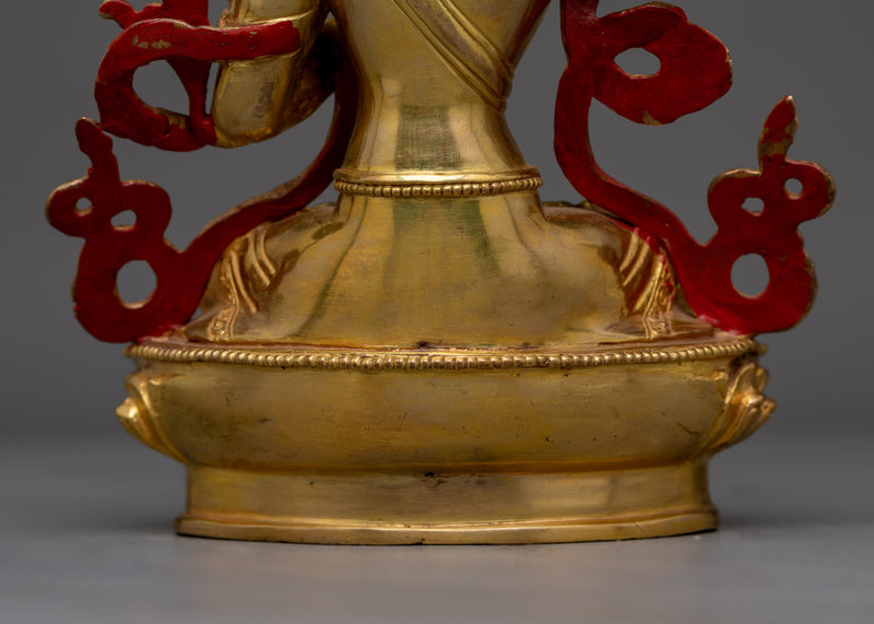 Manjushri Gold Gilded 22cm Statue | Embodiment of Wisdom and Insight