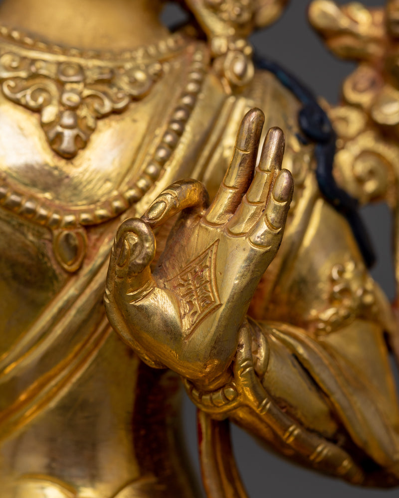 Manjushri Gold Gilded 22cm Statue | Embodiment of Wisdom and Insight