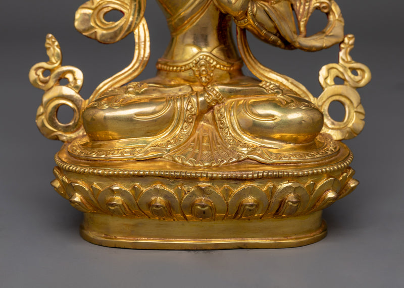 Manjushri Gold Gilded 22cm Statue | Embodiment of Wisdom and Insight