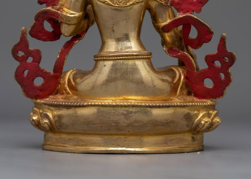 Green Tara Gold Gilded Small Statue | Essence of Compassion and Protection