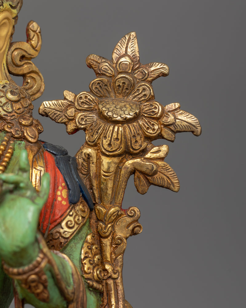 Green Tara Colored Handmade Statue | Essence of Compassionate Action