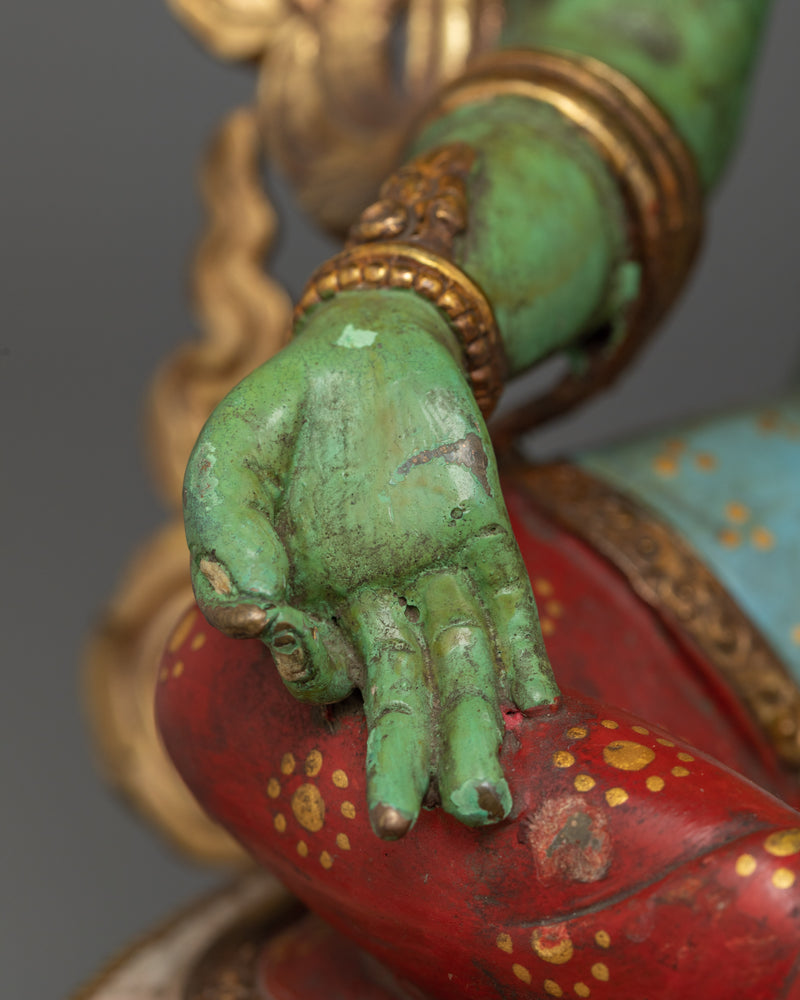 Green Tara Colored Handmade Statue | Essence of Compassionate Action