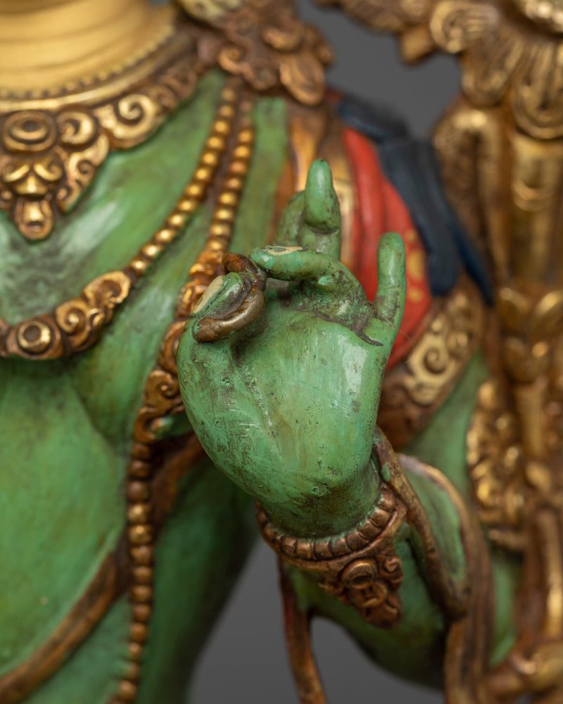 Green Tara Colored Handmade Statue | Essence of Compassionate Action