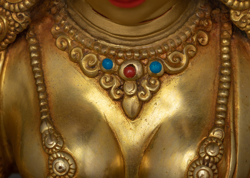 Green Tara Handmade Gold-Gilded Statue | Embodiment of Active Compassion