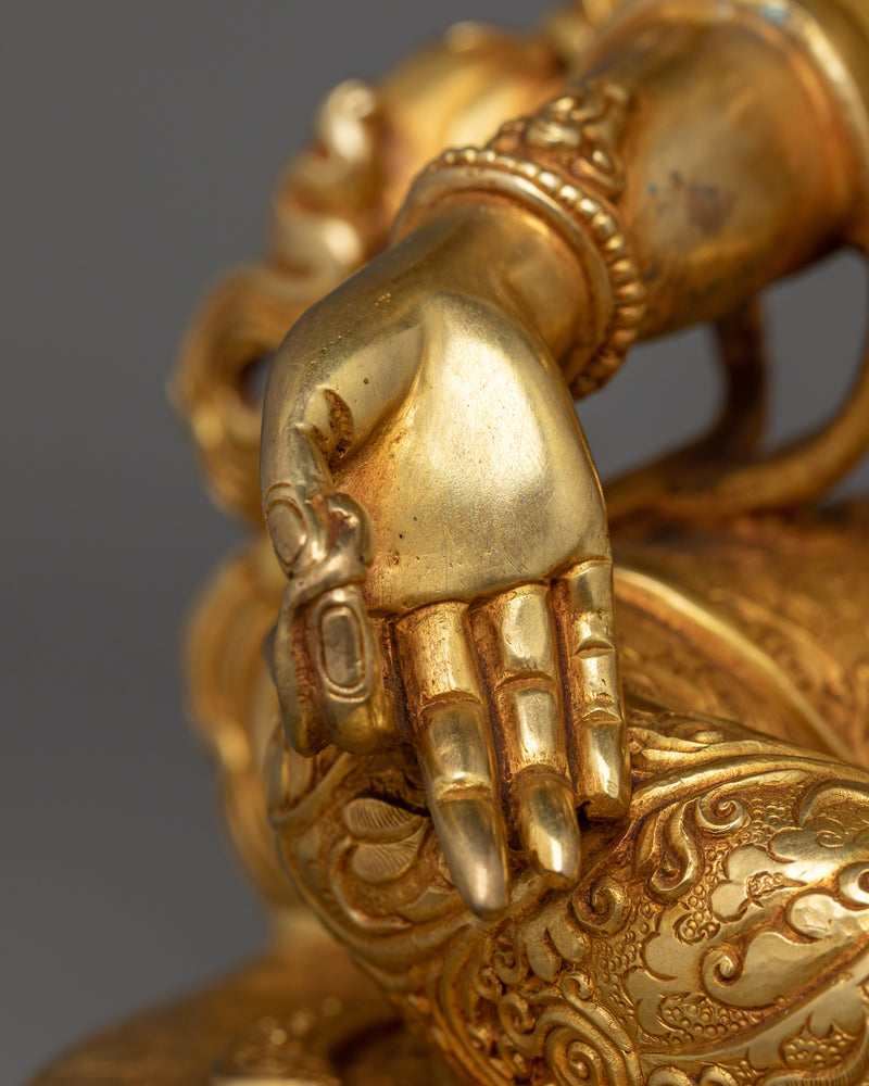 Green Tara Handmade Gold-Gilded Statue | Embodiment of Active Compassion