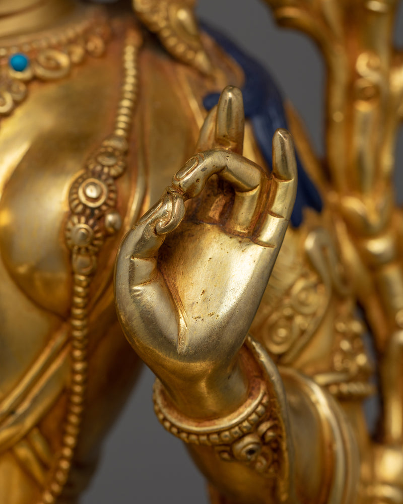 Green Tara Handmade Gold-Gilded Statue | Embodiment of Active Compassion