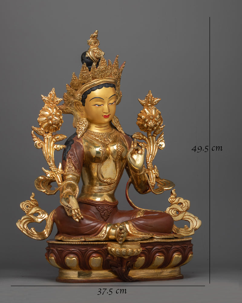 Green Tara Handcrafted Female Deity Statue | Embodiment of Active Compassion