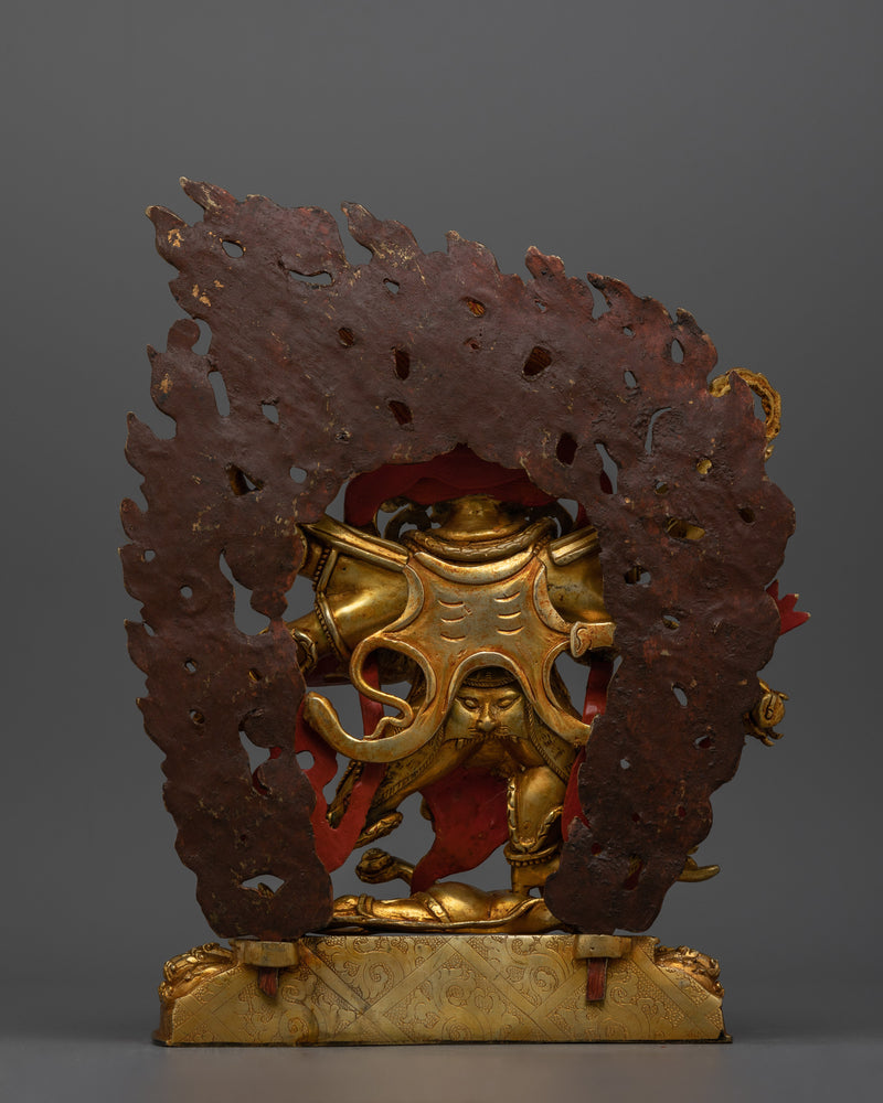 Six-Armed Mahakala Handmade Gold-Gilded Statue | Protector of the Dharma