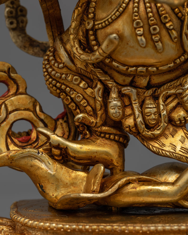 Six-Armed Mahakala Handmade Gold-Gilded Statue | Protector of the Dharma