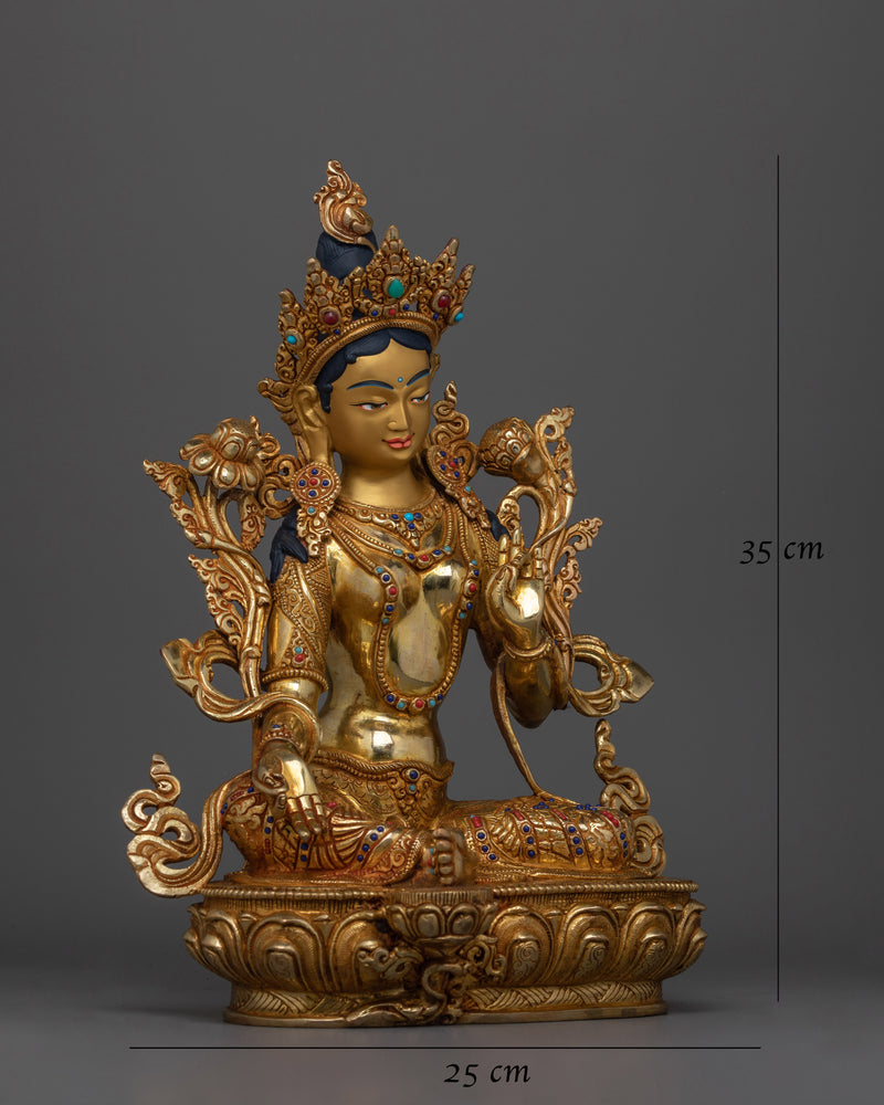 Green Tara Beautifully Handcrafted Statue | Embodiment of Active Compassion