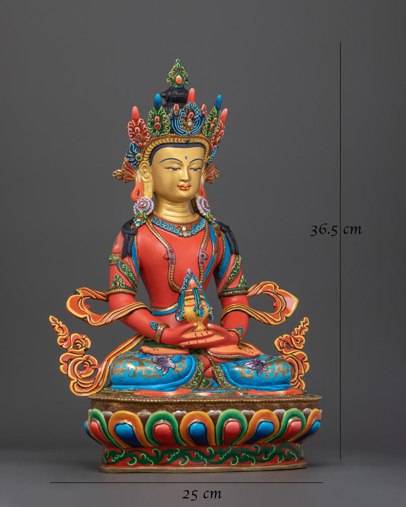 Amitayus Colored Handmade Statue | Symbol of Longevity and Wisdom