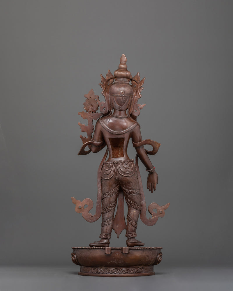 Standing Chenrezig Handmade Oxidized Statue | Embodiment of Compassionate Resolve