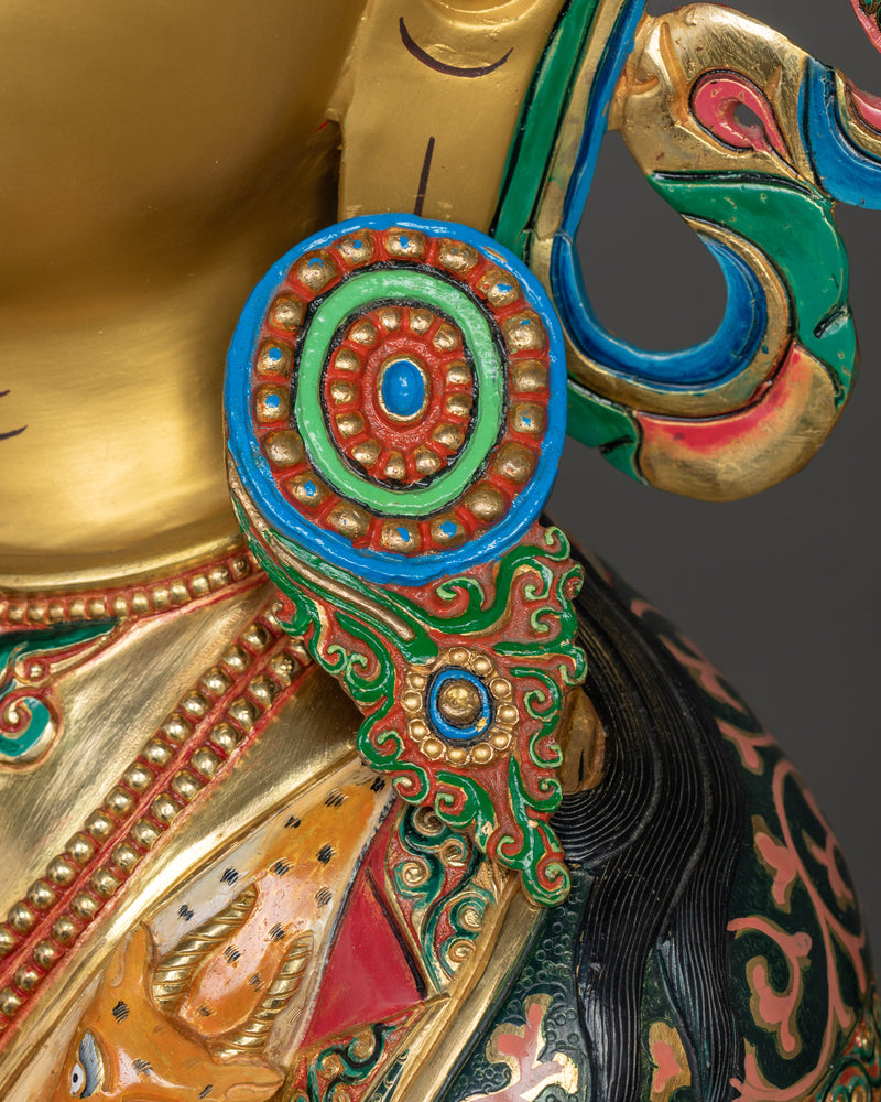 Chenrezig Colored Gold-Gilded Statue | Embodiment of Infinite Compassion