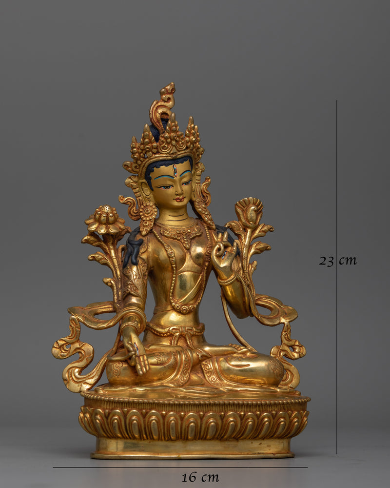 White Tara Hand Carved Small Statue | Embodiment of Compassion