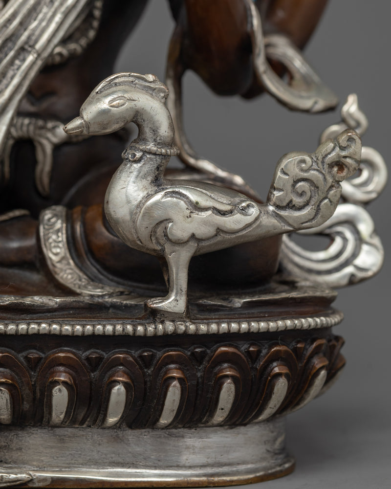 Saraswati Handmade Silver-Plated Statue | Goddess of Knowledge