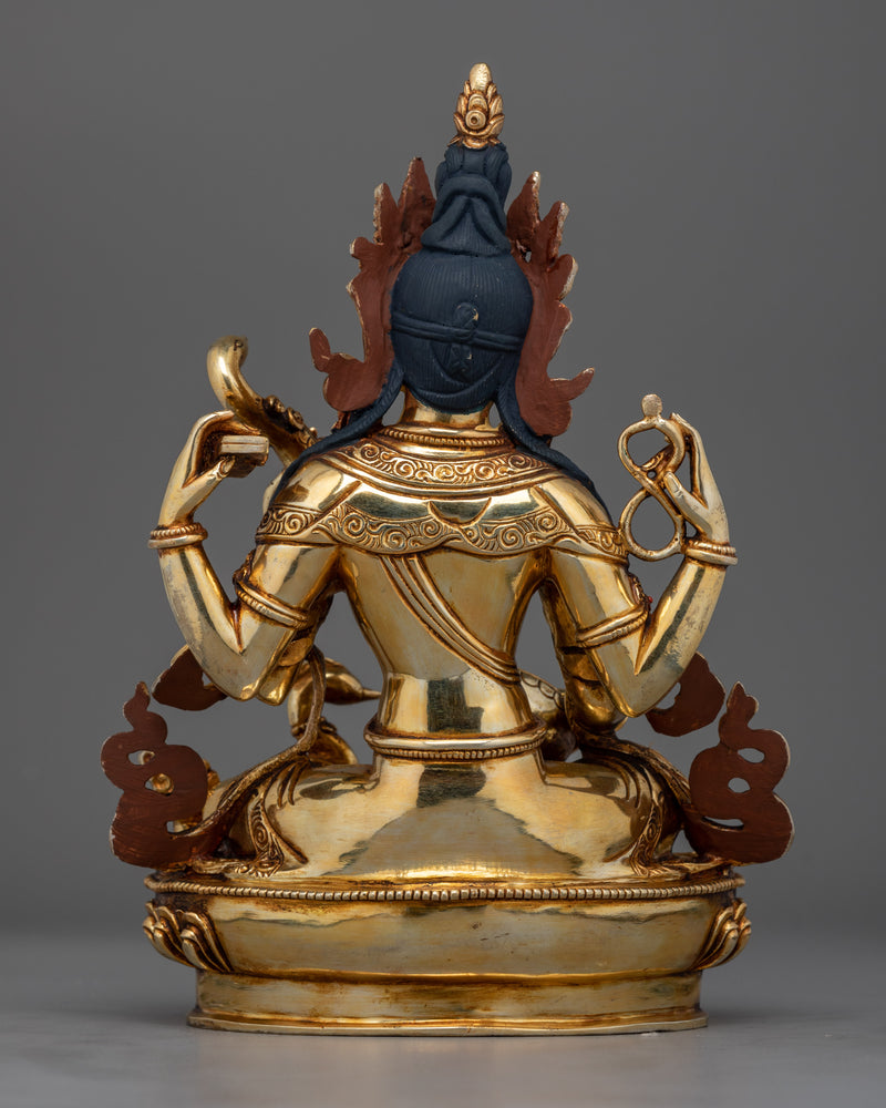 Saraswati Handmade Gold Gilded Statue | Icon of Knowledge and Art