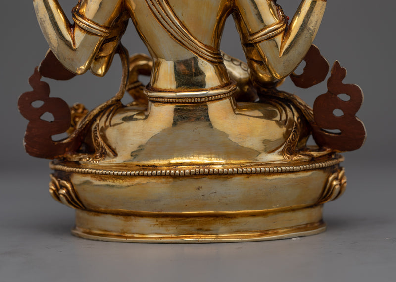 Saraswati Handmade Gold Gilded Statue | Icon of Knowledge and Art