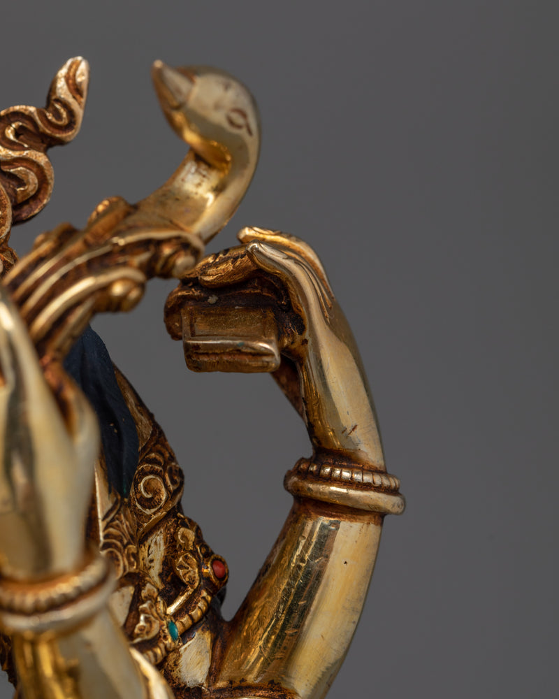 Saraswati Handmade Gold Gilded Statue | Icon of Knowledge and Art