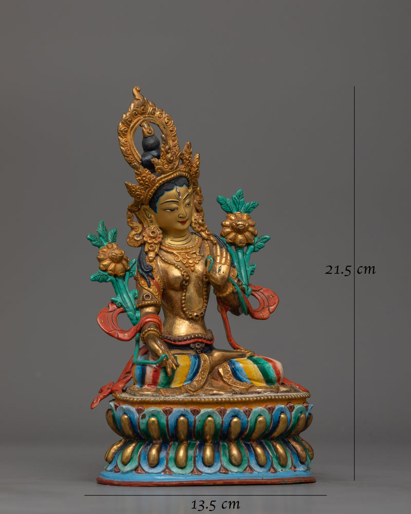 White Tara Handcrafted Small Colored Statue | Goddess of Compassion