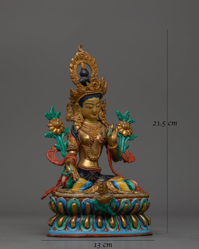 Green Tara Handcrafted Small Statue | Goddess of Active Compassion