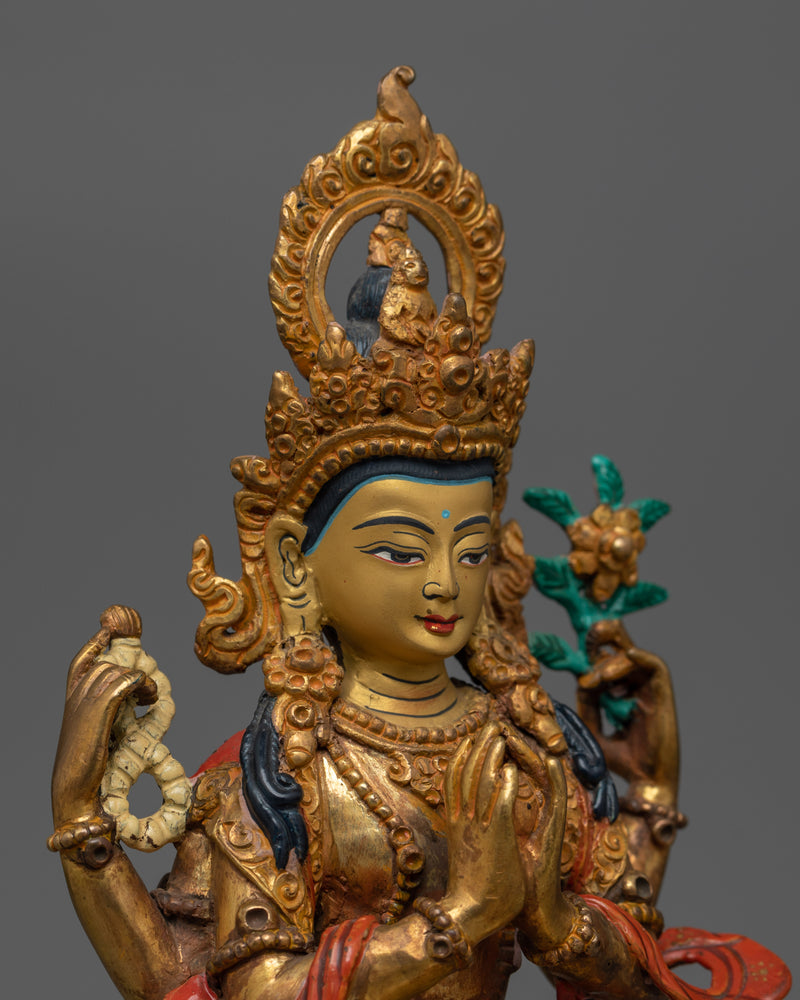 Chenrezig Handcrafted Small Statue | Embodiment of Compassion