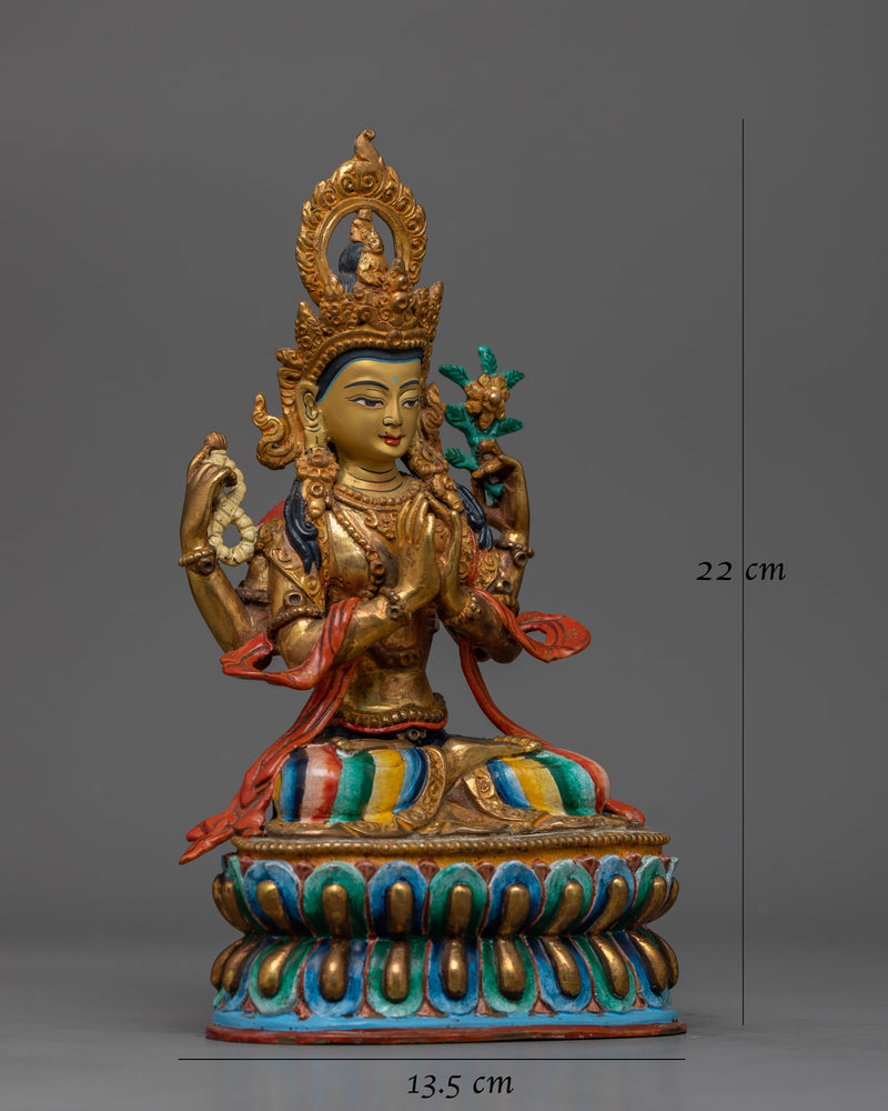 Chenrezig Handcrafted Small Statue | Embodiment of Compassion