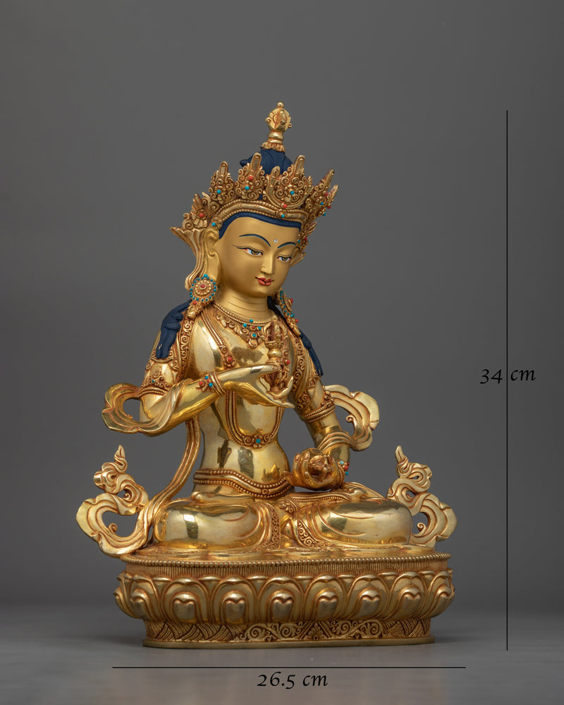 Vajrasattva Handcrafted 34cm Gold Gilded Statue | Deity of Purification