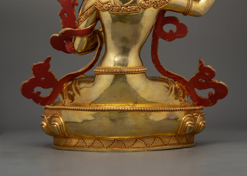 Manjushri Handmade Gold Gilded Statue | Deity of Wisdom