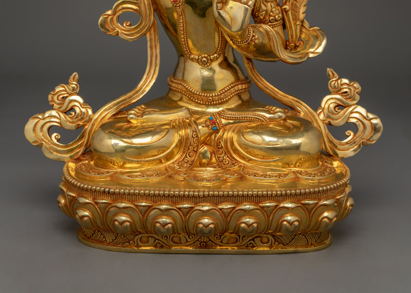 Manjushri Handmade Gold Gilded Statue | Deity of Wisdom