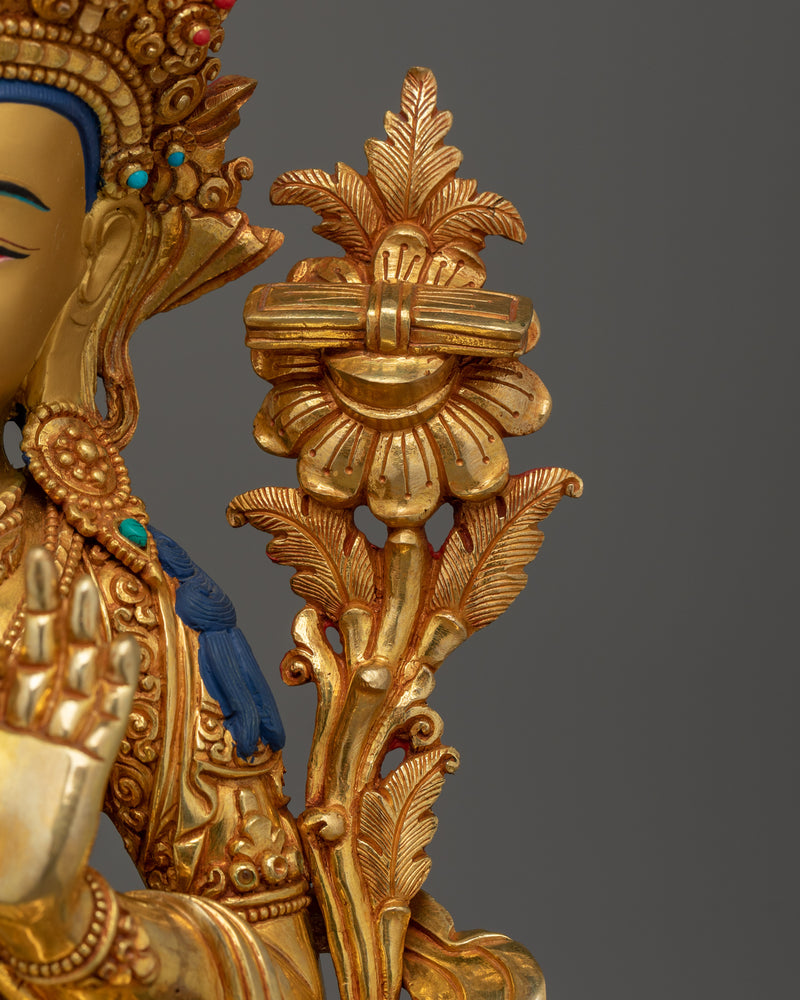 Manjushri Handmade Gold Gilded Statue | Deity of Wisdom