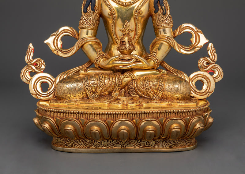 Amitayus Handmade Gold Gilded Statue | Buddha of Infinite Life