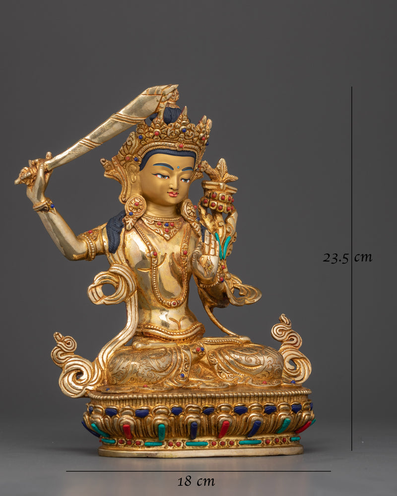 Manjushri Hand Carved Statue | Embodiment of Wisdom