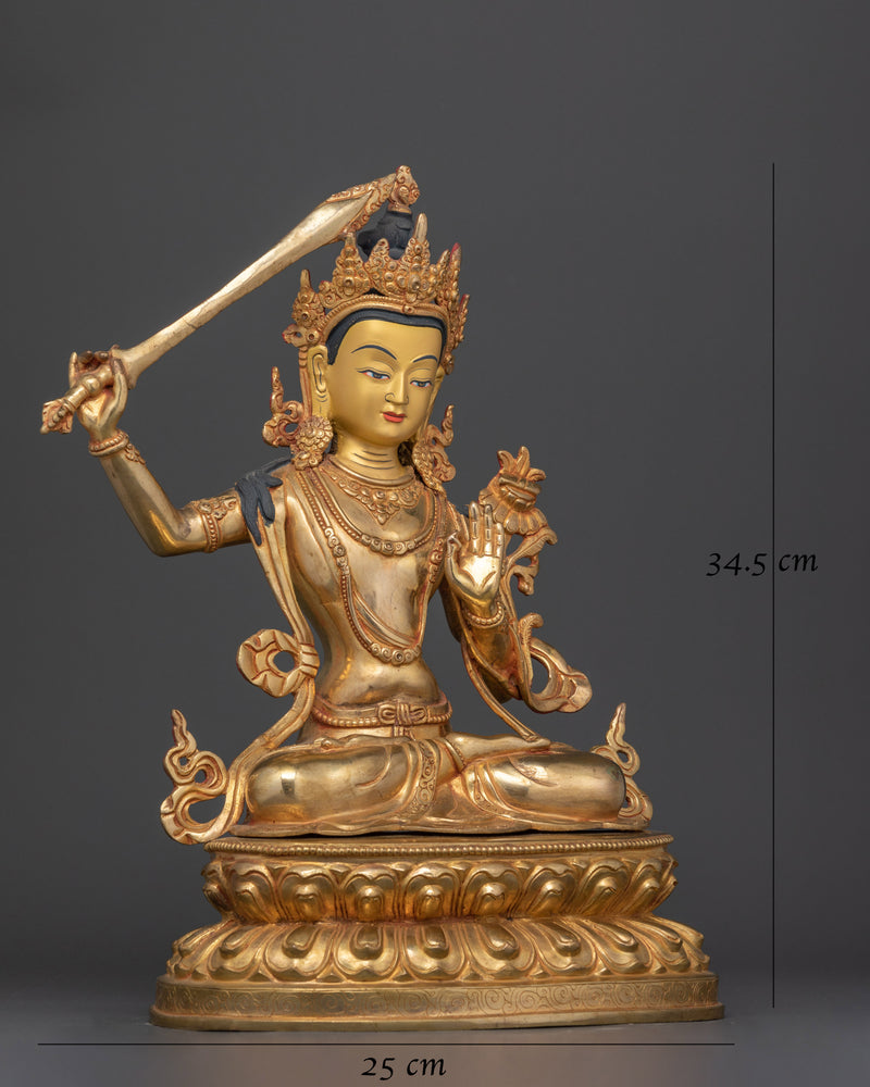 Nepalese Handcrafted Manjushri Deity Statue | Embodiment of Wisdom