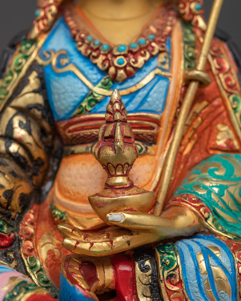 Guru Rinpoche Colored Handmade 26cm Statue | Beacon of Spiritual Power