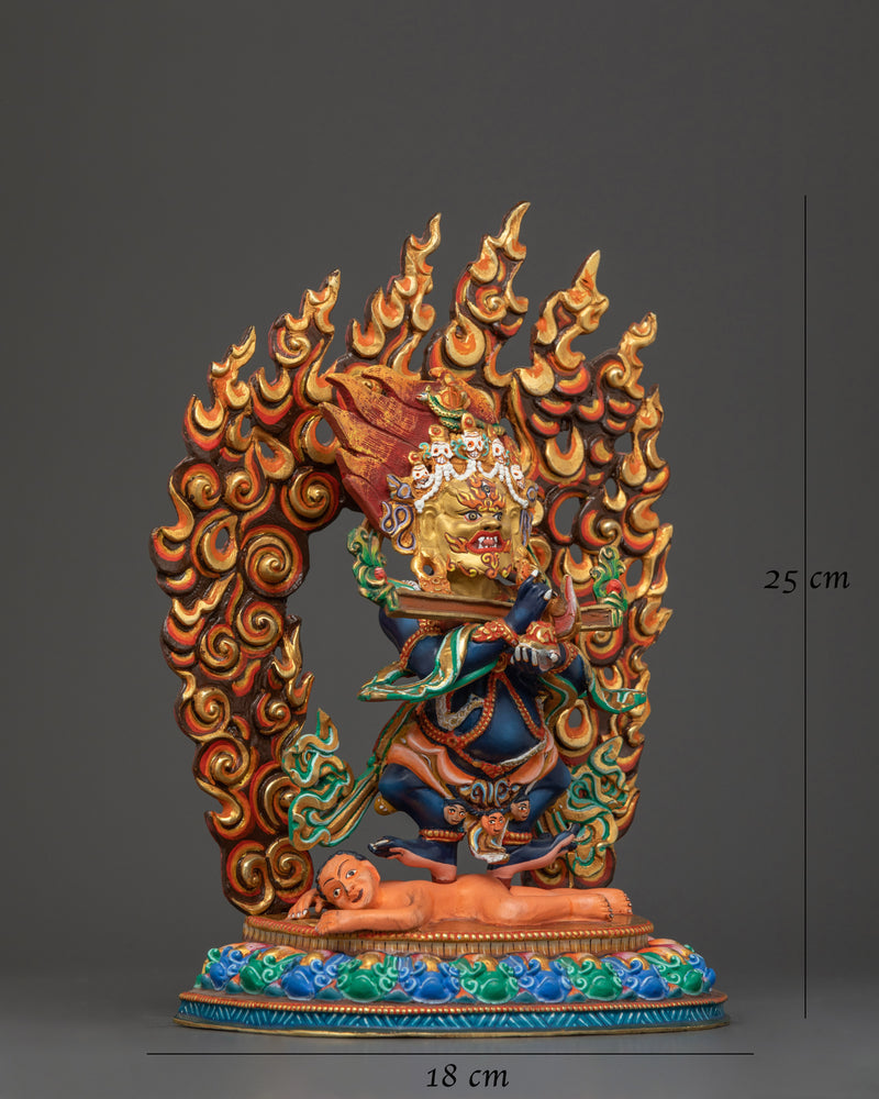 Shakya Mahakala Colored Handmade 25cm Statue | Protector of Wisdom