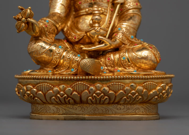 Guru Rinpoche Tantric Master in Gold Gilded Statue | Embodiment of Tantric Wisdom