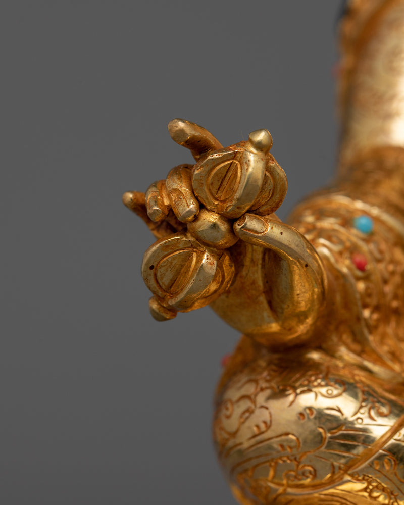 Guru Rinpoche Tantric Master in Gold Gilded Statue | Embodiment of Tantric Wisdom