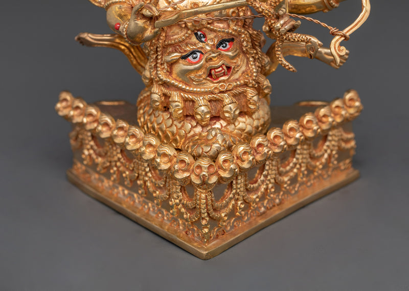 Rahula Handmade Gold Gilded Statue | Embodiment of Guardian Power