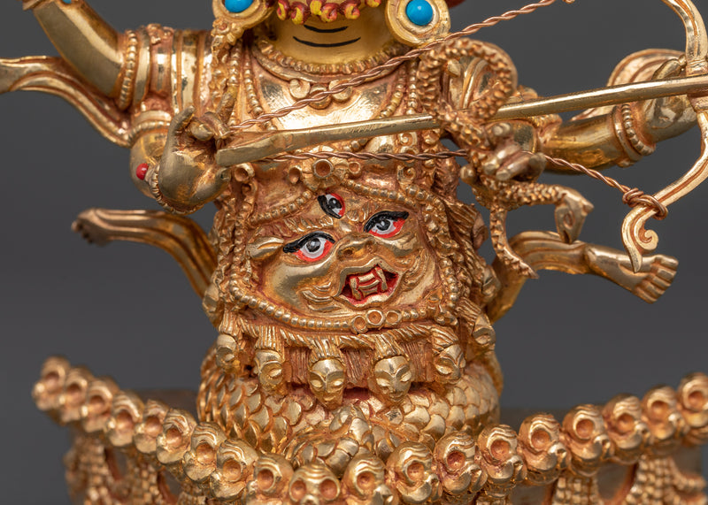 Rahula Handmade Gold Gilded Statue | Embodiment of Guardian Power