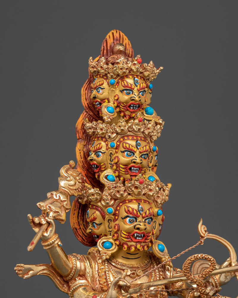 Rahula Handmade Gold Gilded Statue | Embodiment of Guardian Power