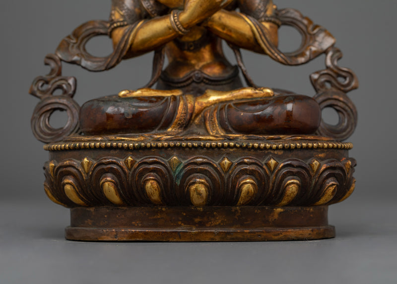 Vajradhara Oxidized Antique Touch Statue | Embodiment of Primordial Wisdom