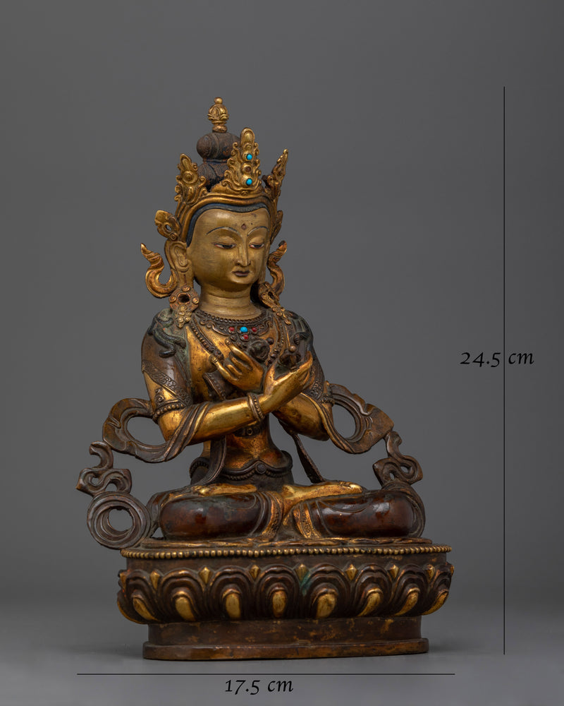 Vajradhara Oxidized Antique Touch Statue | Embodiment of Primordial Wisdom